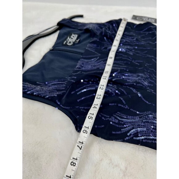 NWT Alex Evenings Size 8P Square Neck Sequin Waves Midi Dress Navy *Dress Only* - Picture 5 of 12